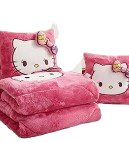 Travesseiro e Cobertor Macio de Pelúcia do Personagem Hello Kitty - 2 em 1